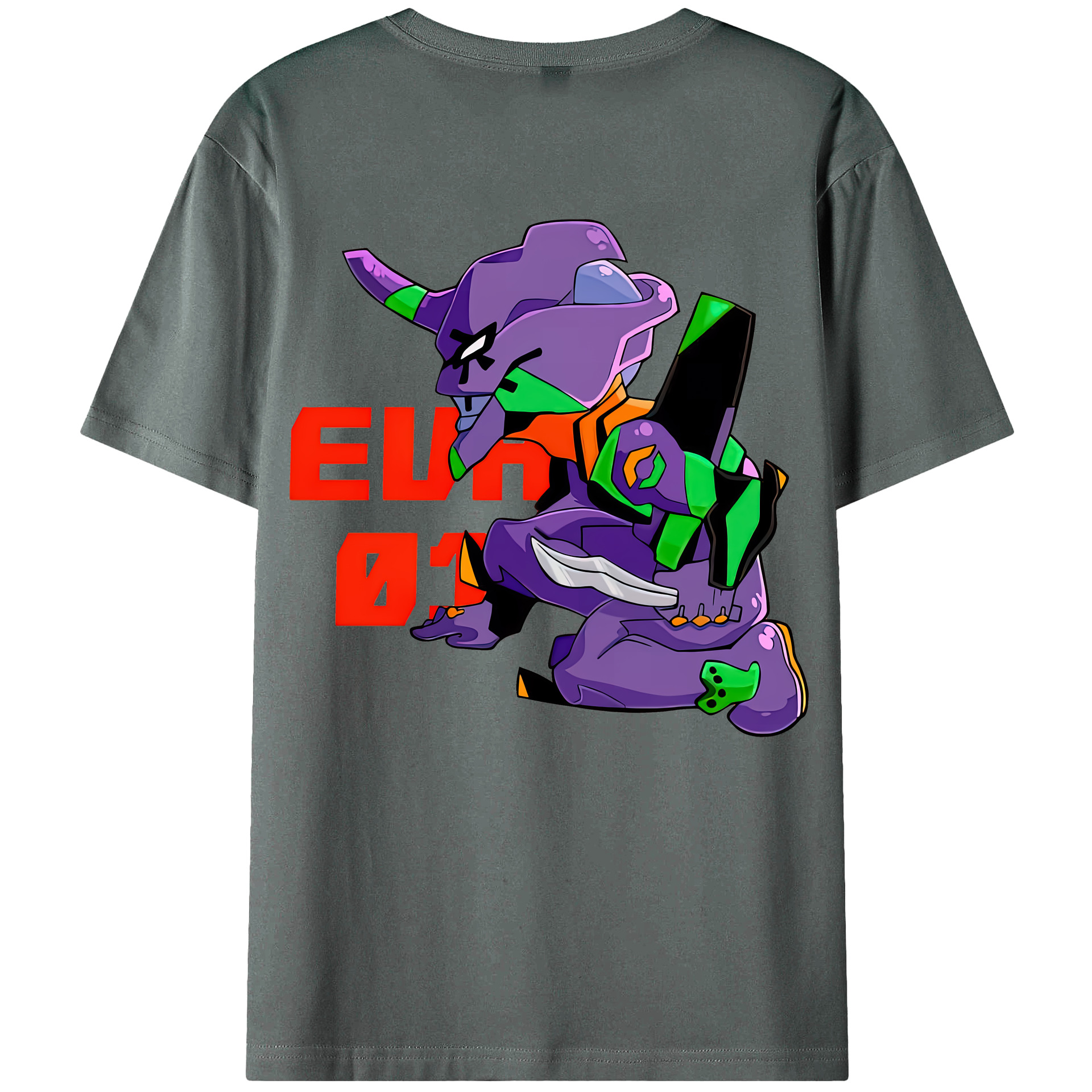 （画像用） EVA 新世紀エヴァンゲリオン 綿100％ メンズ半袖Tシャツ（バックプリント） 通気性